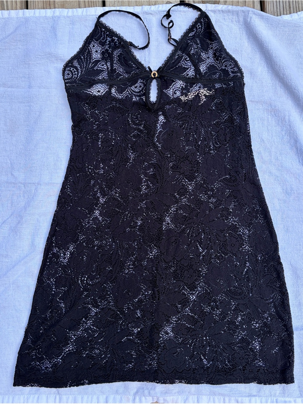 Victoria's Secret Very Sexy Black Lace Slip Dress Nightgown Vintage 2006 -Size M